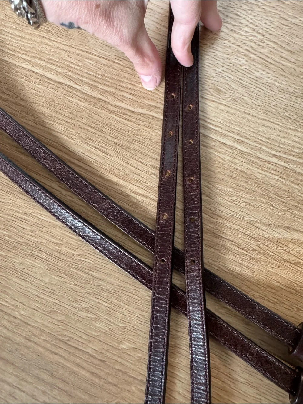 Chloé Dark Brown Leather Double-Strap Waist Belt with Gold Hardware